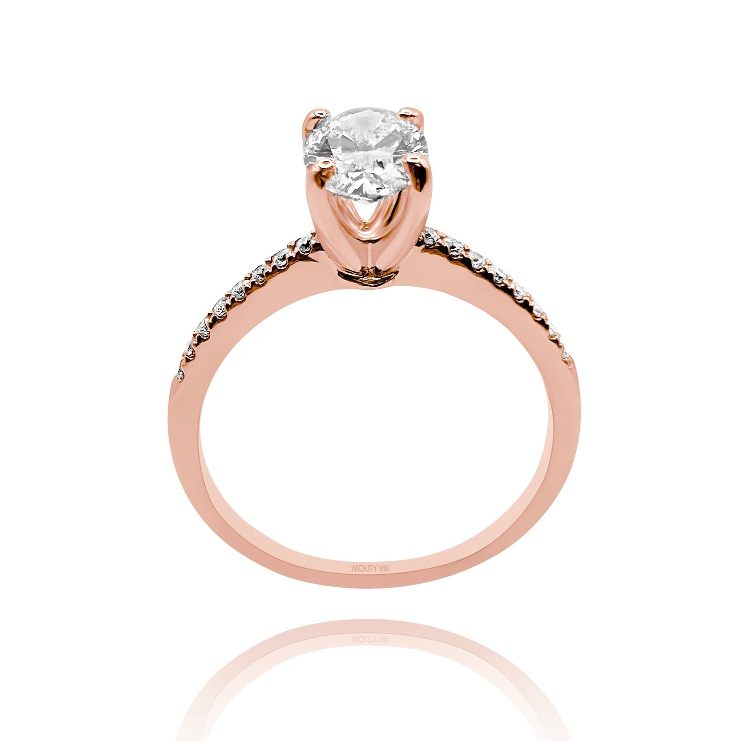 Anillo Emily en oro rosa 18k con diamante de laboratorio 1.0 ct | laterales .12cts