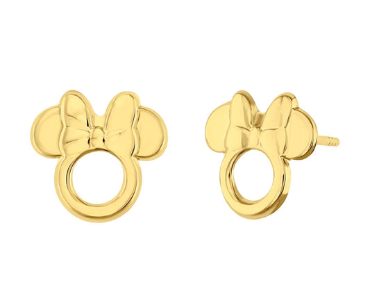 Broqueles Contorno Minnie troquelado en oro amarillo 10k Disney®️