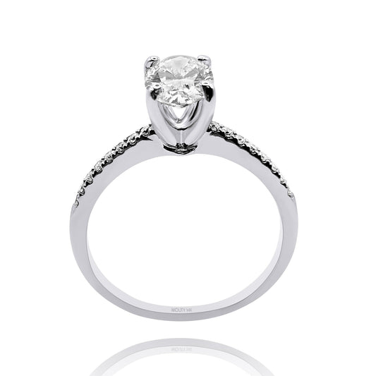 Anillo Emily en oro blanco 14k con diamante de laboratorio 1.0 ct | laterales .12cts