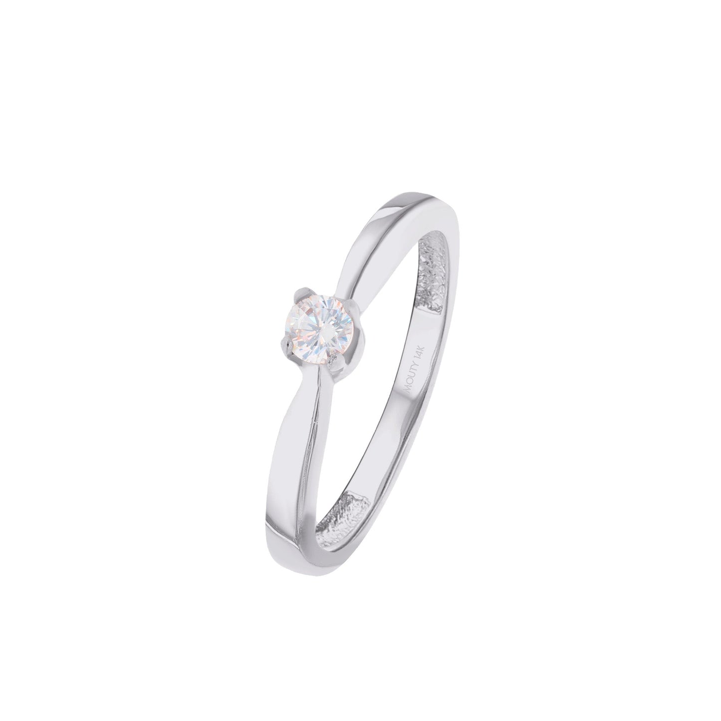 Anillo Celine en oro blanco 14k con diamante