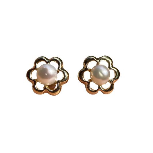 French rosette buckles in 10k yellow gold with pearl Cod: 14309 7mm