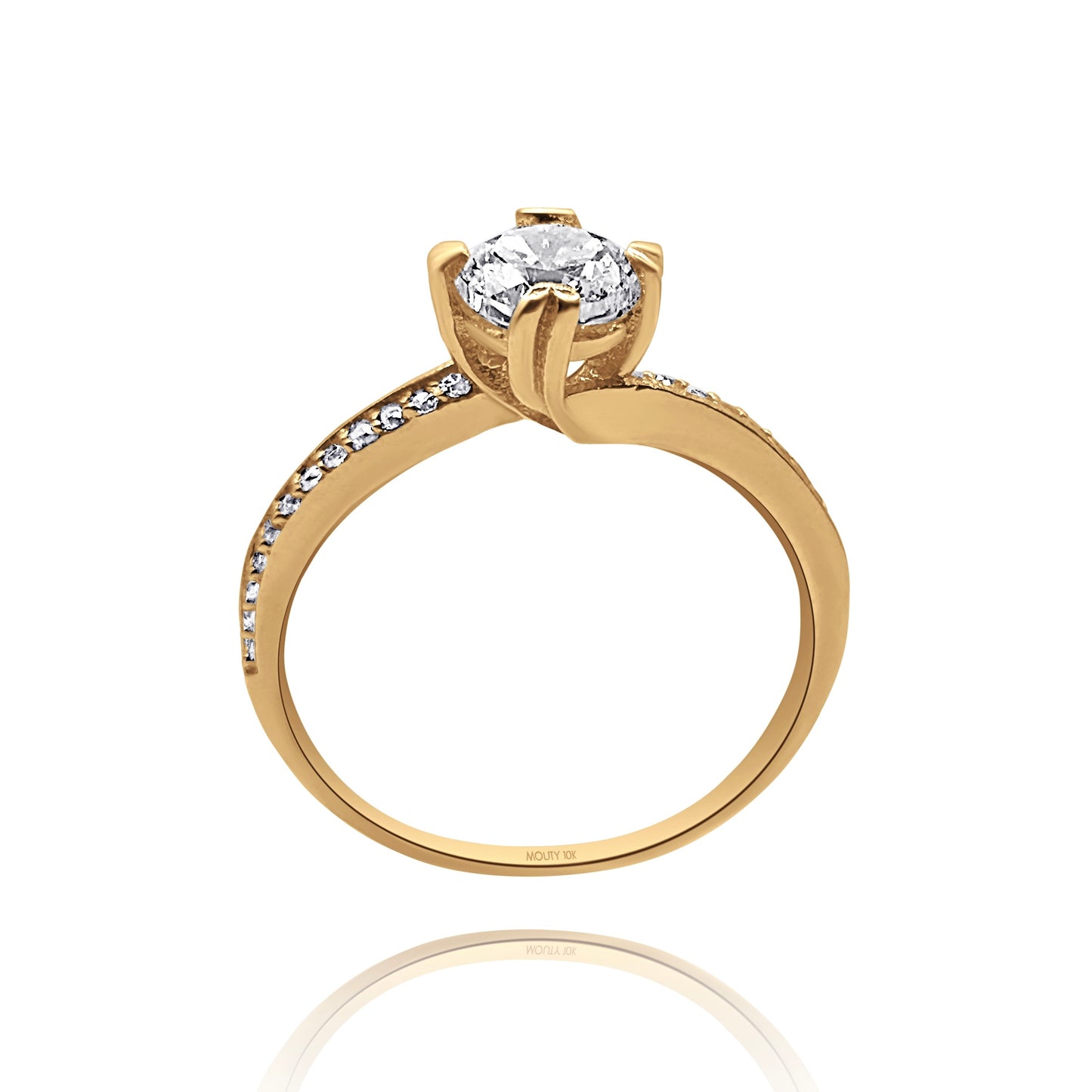 10k yellow gold ring with round zirconia Code: MAN315