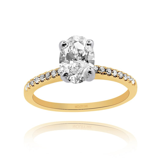 Anillo Emily en oro amarillo y oro blanco 14k con diamante de laboratorio 1.0 ct | laterales .12cts