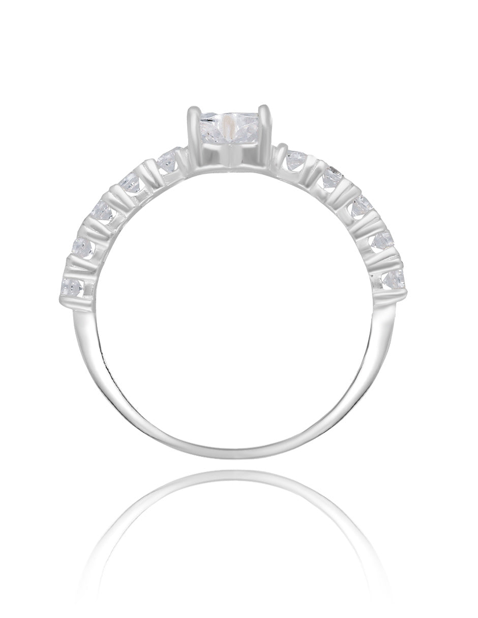 Amour ring in rhodium-plated silver with zirconia