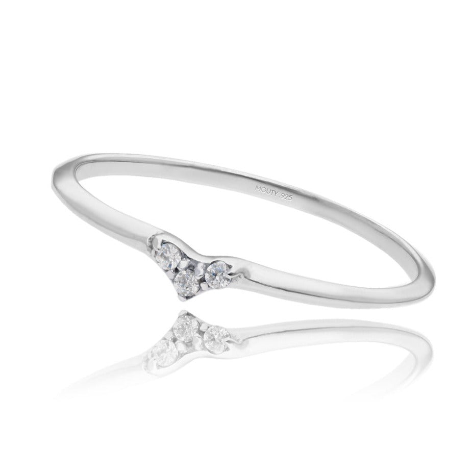 Angeline ring in silver with rhodium plating and zirconias 