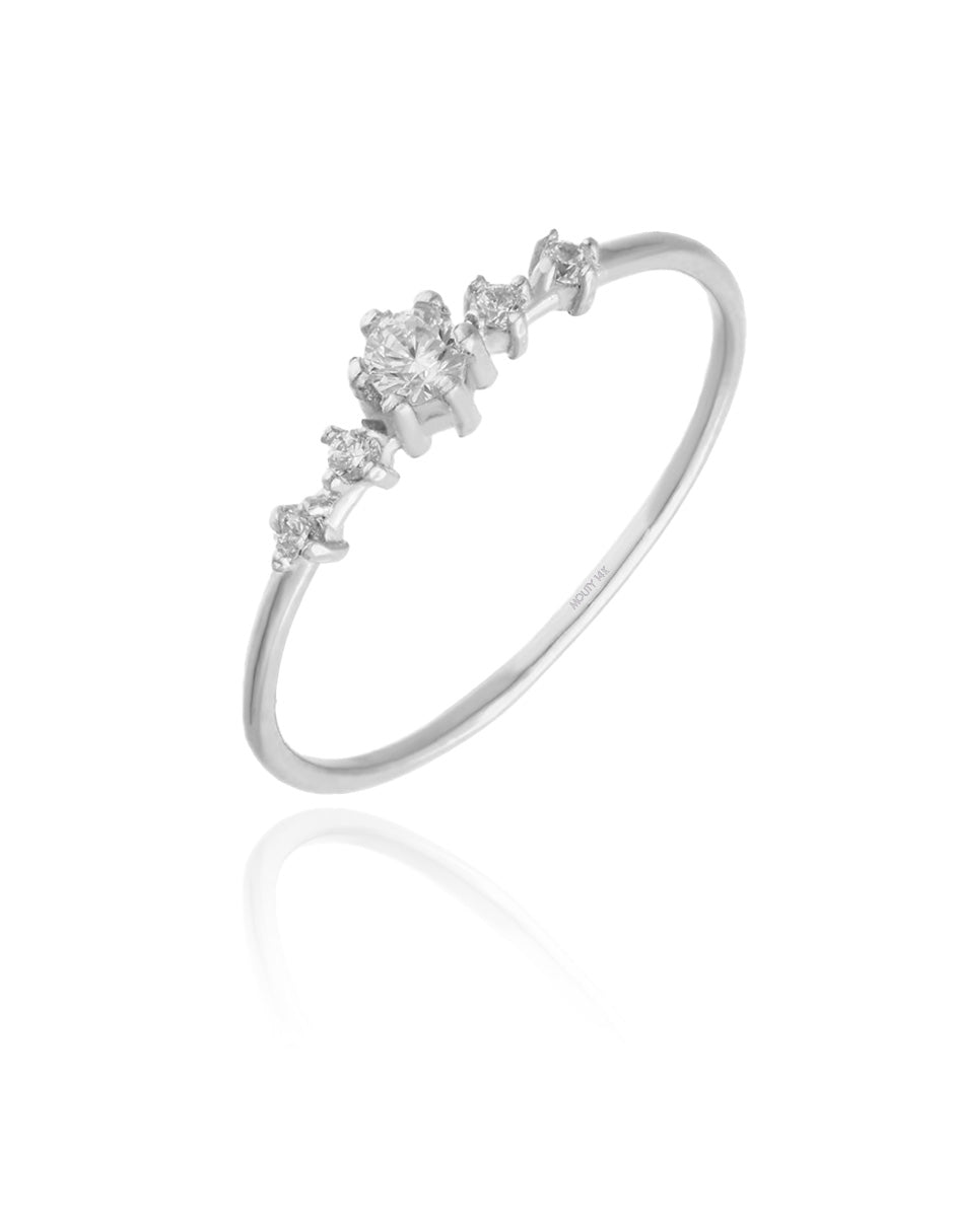 Anillo Ariana en oro blanco de 14k con diamantes