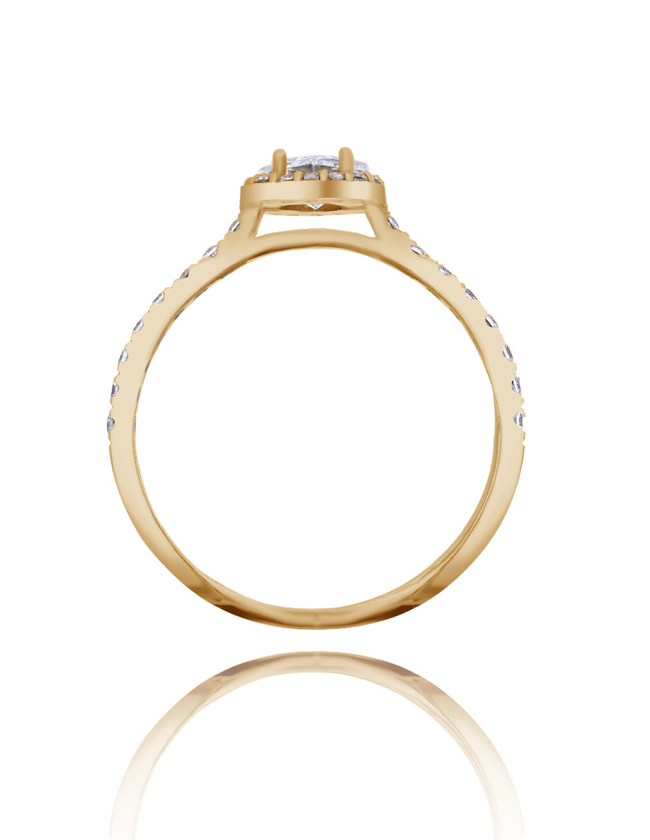 Anillo Alondra en oro amarillo 14k con circonias