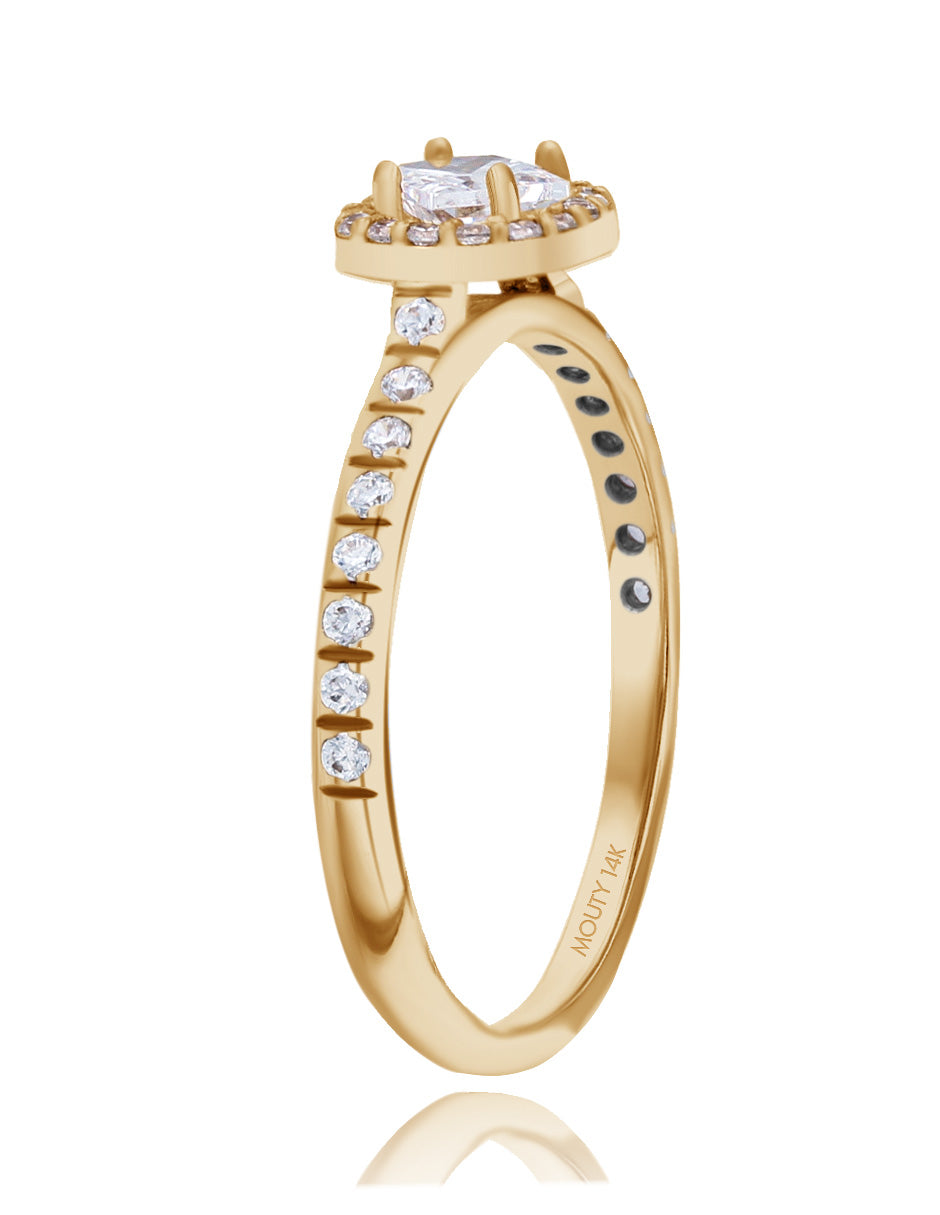 Anillo Alondra en oro amarillo 14k con circonias