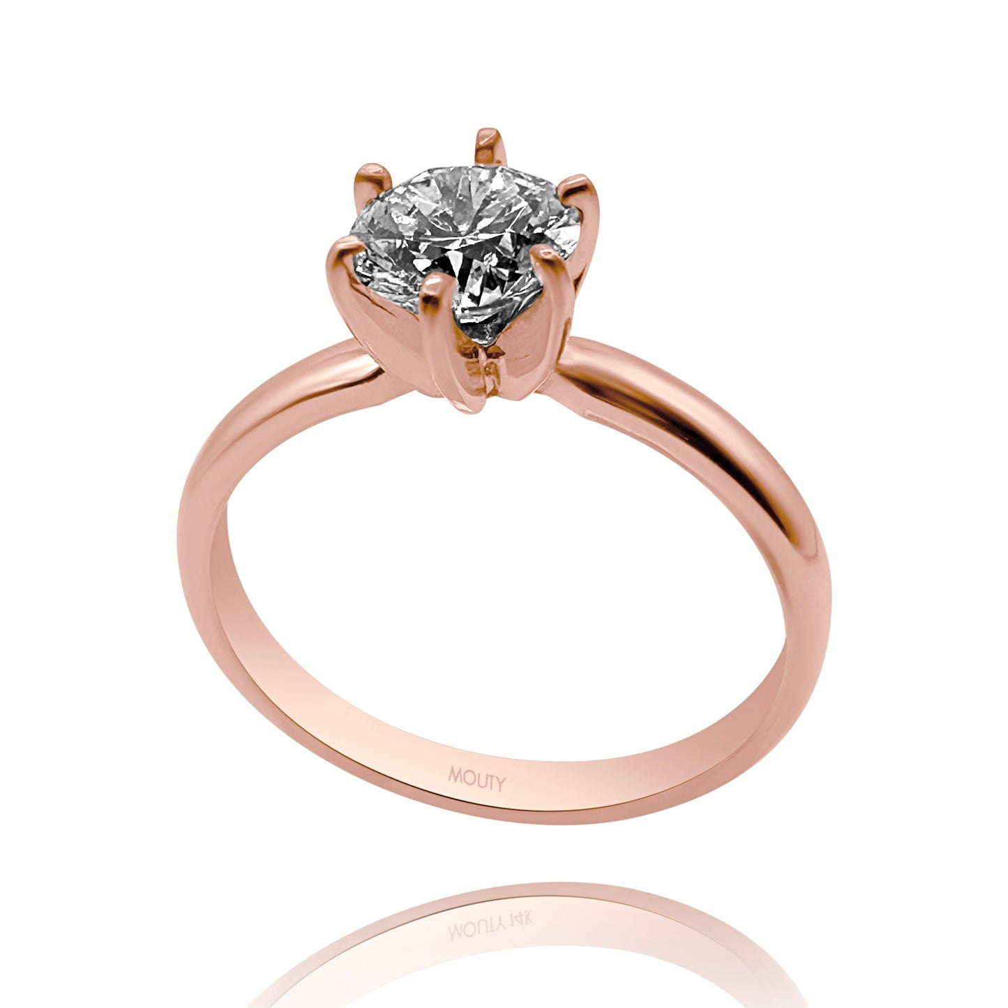 Anillo Amelie en Oro rosa 18k con diamante de laboratorio 1.0 ct