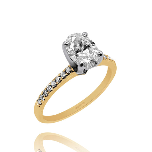 Anillo Emily en oro amarillo 18k y montadura oro blanco 18k con diamante de laboratorio 1.0 ct | laterales .12cts