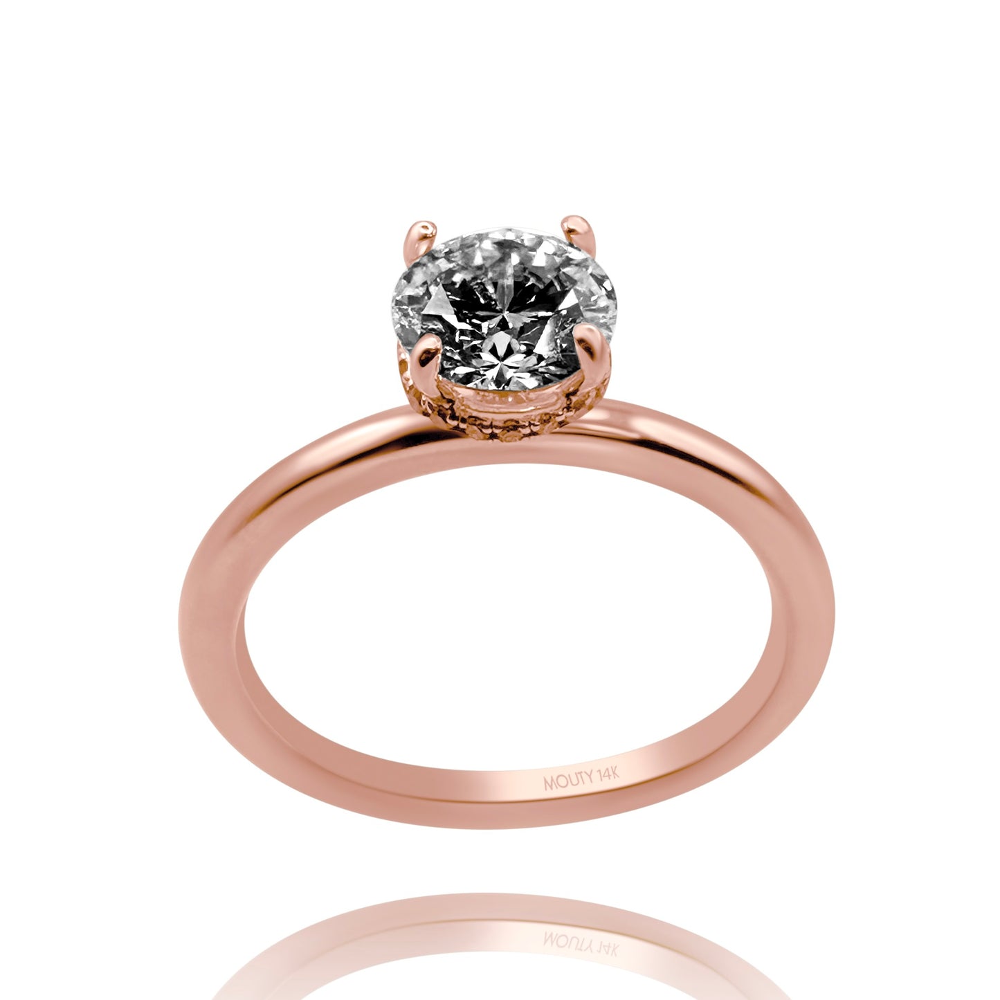 Ring in 14k Florentine gold with diamond Mod: OF1534