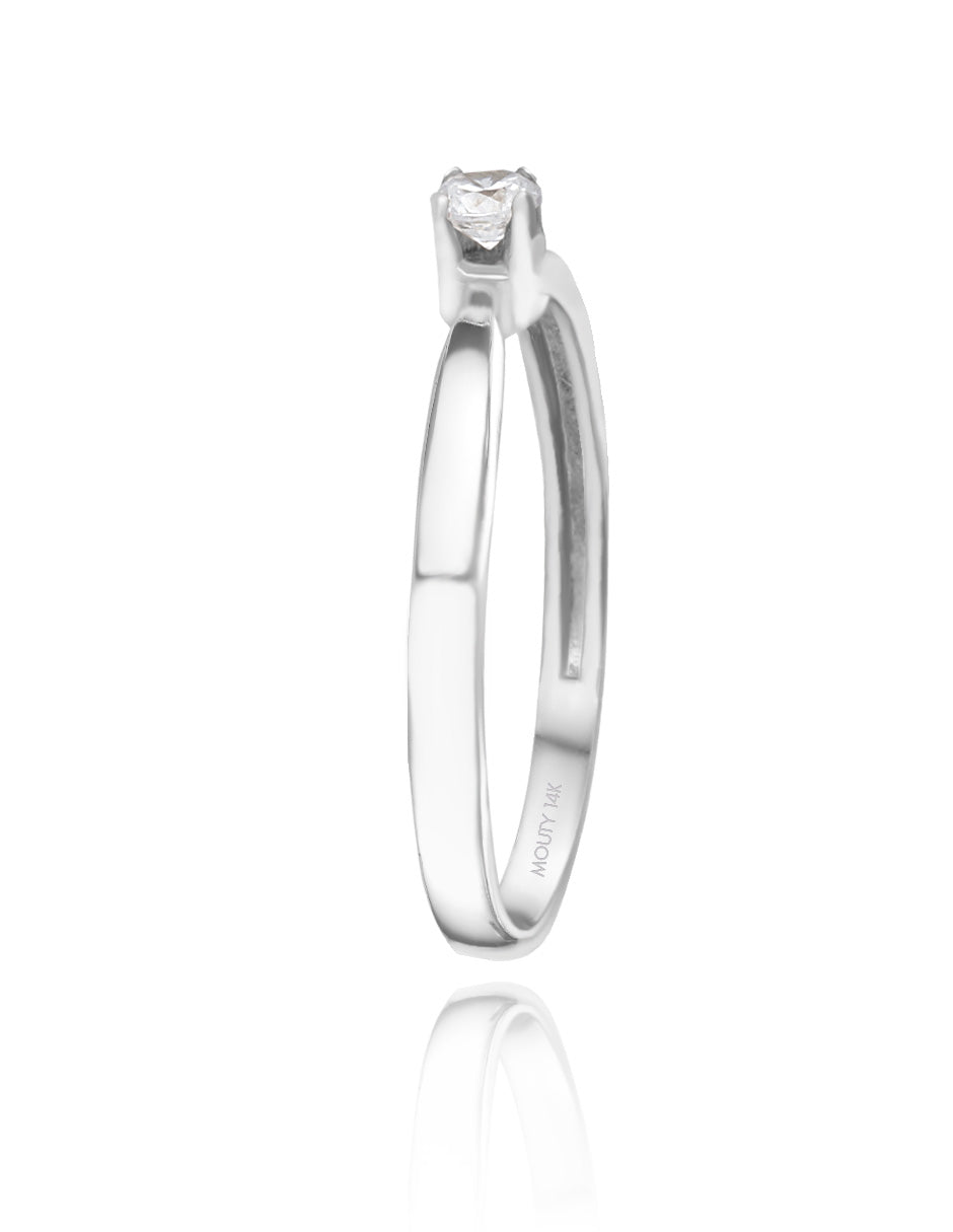 Anillo Celine en oro blanco 14k con diamante