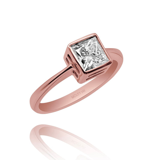 Anillo Iney en Oro rosa 14k con diamante de laboratorio 1.0 ct