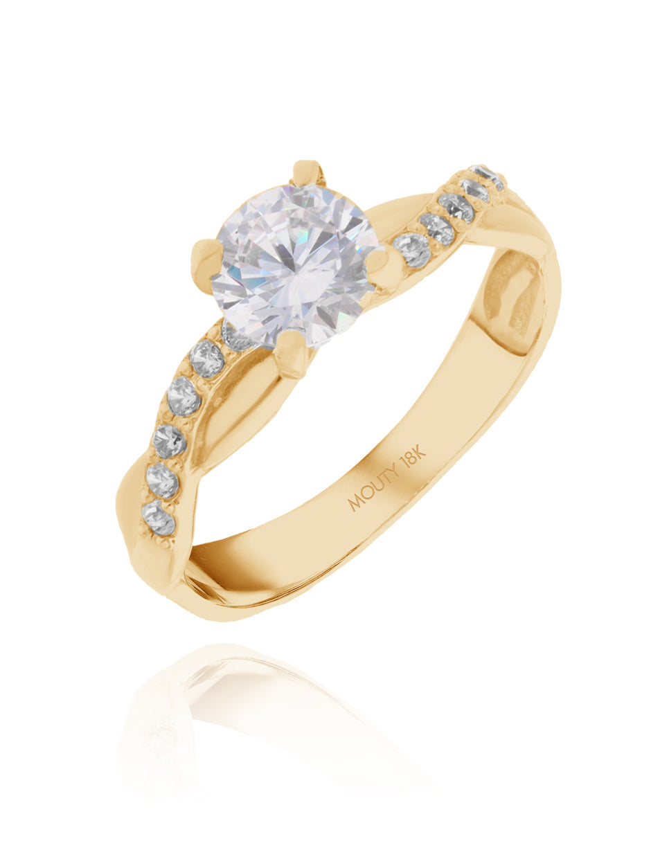 Charlize ring in 18k yellow gold with zircons