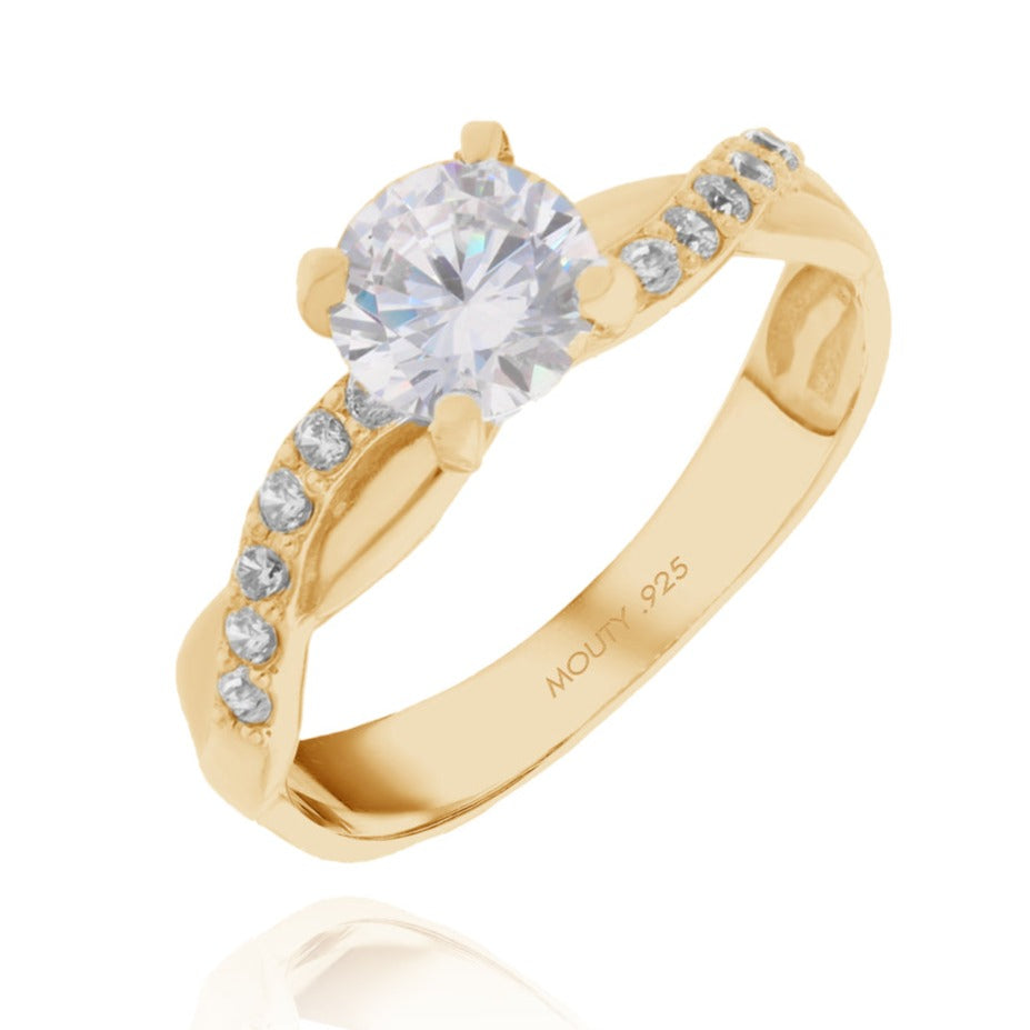 Charlize ring in silver with yellow gold plating