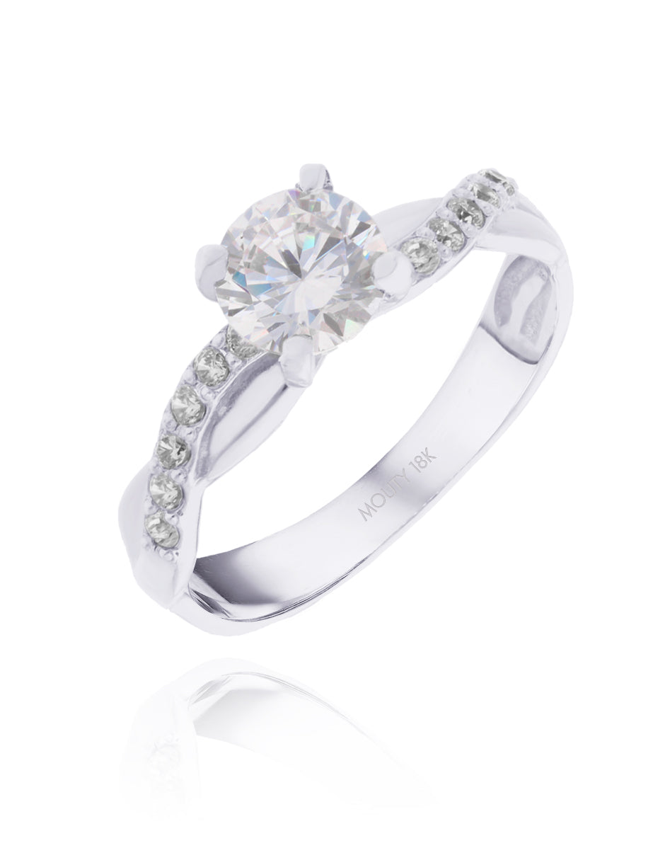 Charlize ring in 18k white gold with zircons