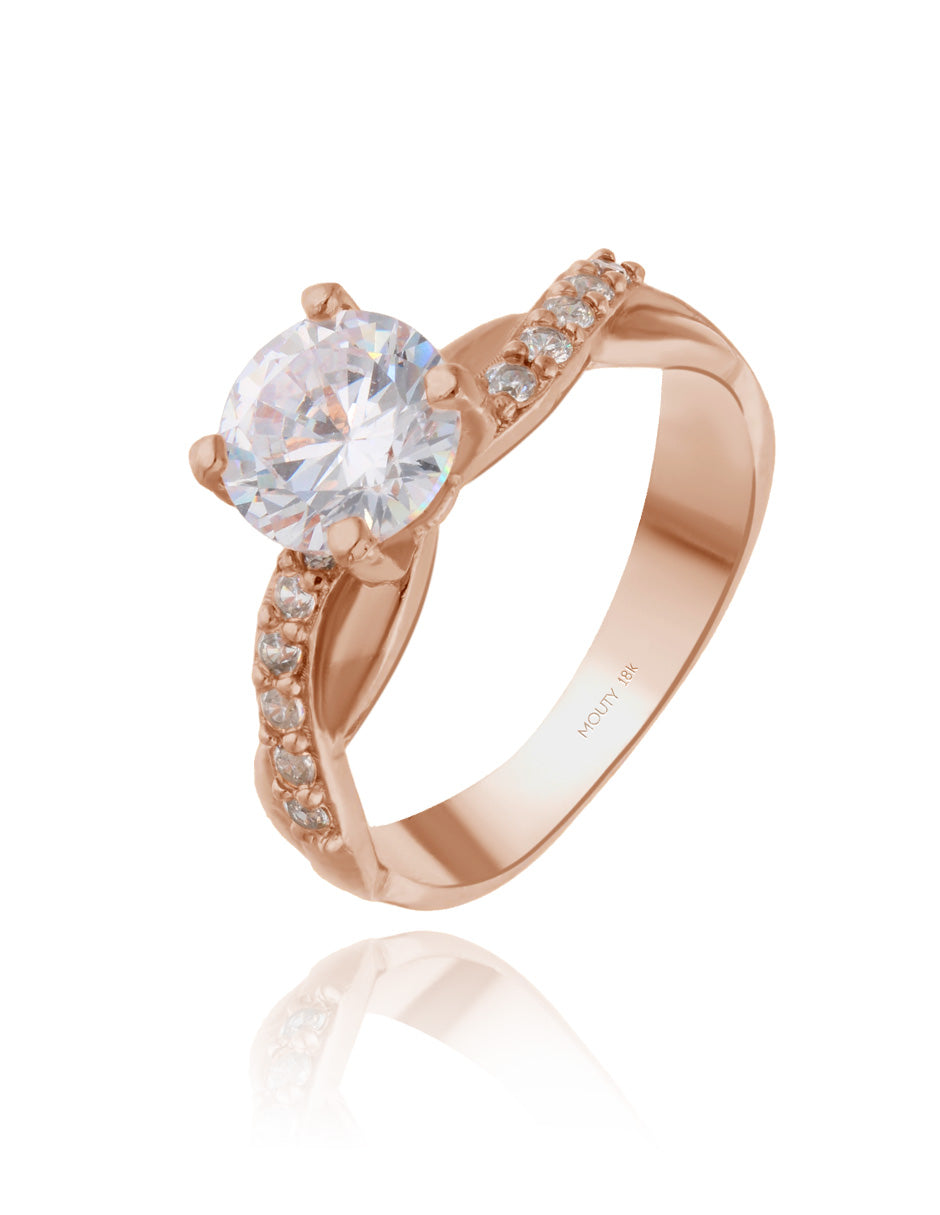 Charlize ring in 18k rose gold with zircons