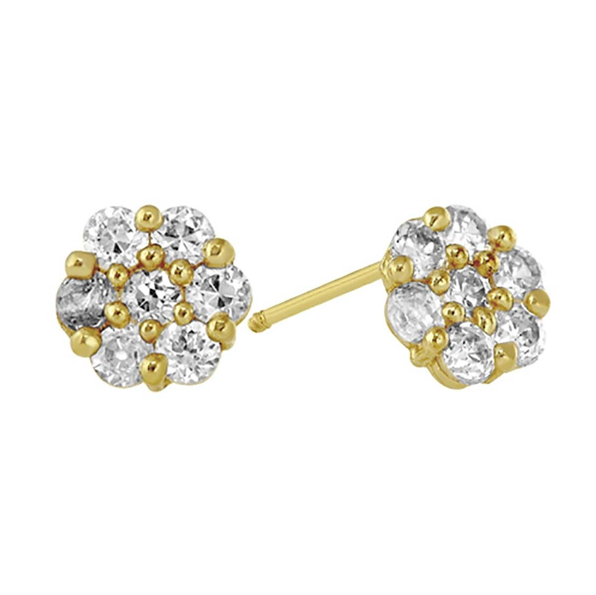 Small rosette brooches in 14k yellow gold with zircons Code: 14311 5mm