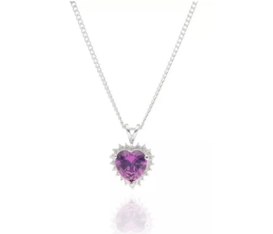 Collar Love en plata con circonia Morada