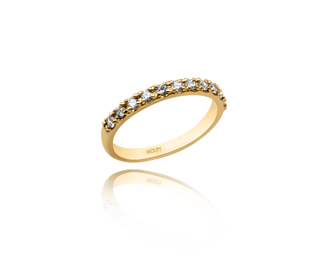 Anillo media churumbela Romina en oro amarillo 14k con diamantes de laboratorio .22cts