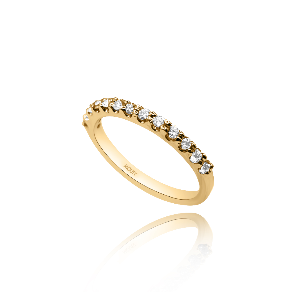 Anillo media churumbela Mariana en oro amarillo 14k con diamantes de laboratorio .28cts