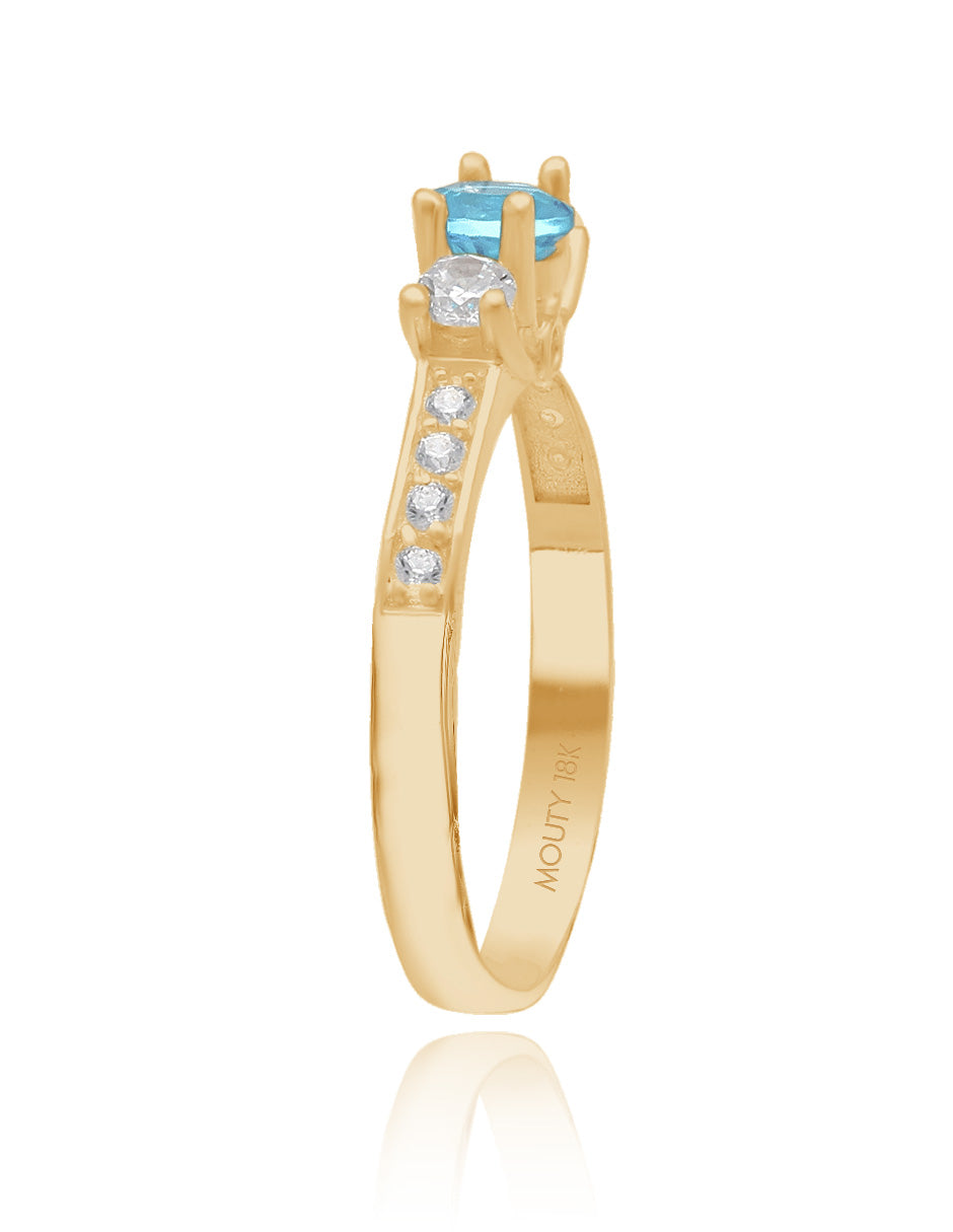 Anillo Cielo en oro amarillo 18k con circonia azul