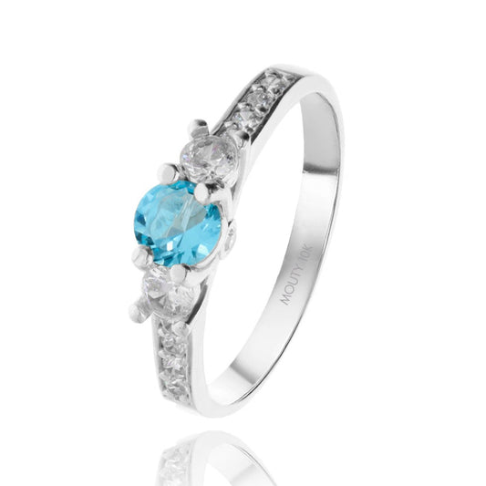 Cielo ring in 10k white gold with Blue zirconia