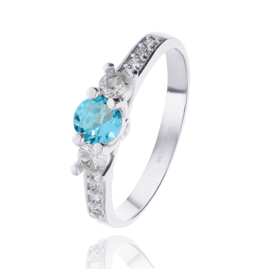 Anillo Cielo en plata con circonia azul