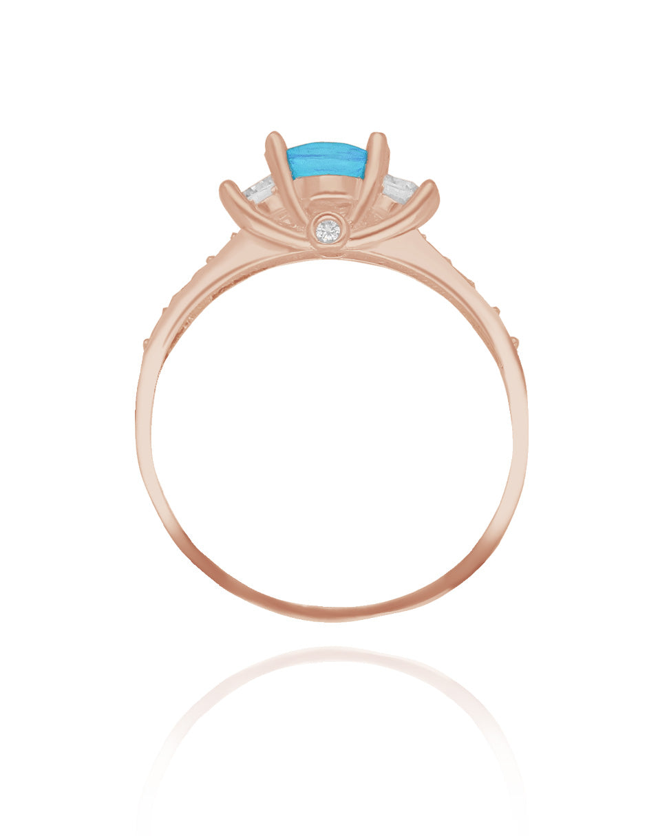 Anillo Cielo en oro rosa 18k con circonia azul