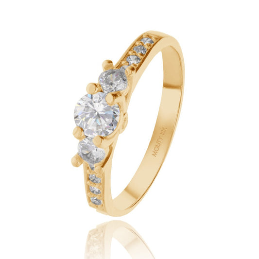 Cielo ring in 18k yellow gold with white zirconia