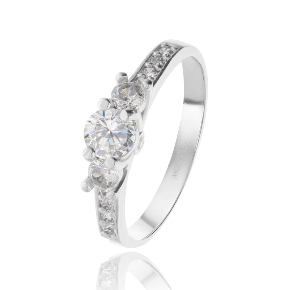 Cielo ring in 14k white gold with white zirconia