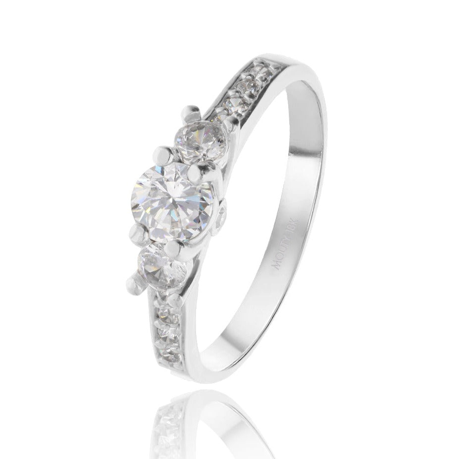 Cielo ring in 18k white gold with white zirconia