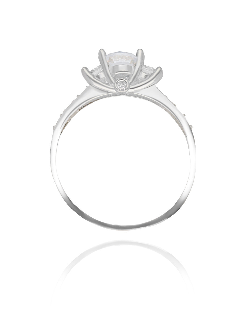 Cielo ring in rhodium-plated silver with white zirconia