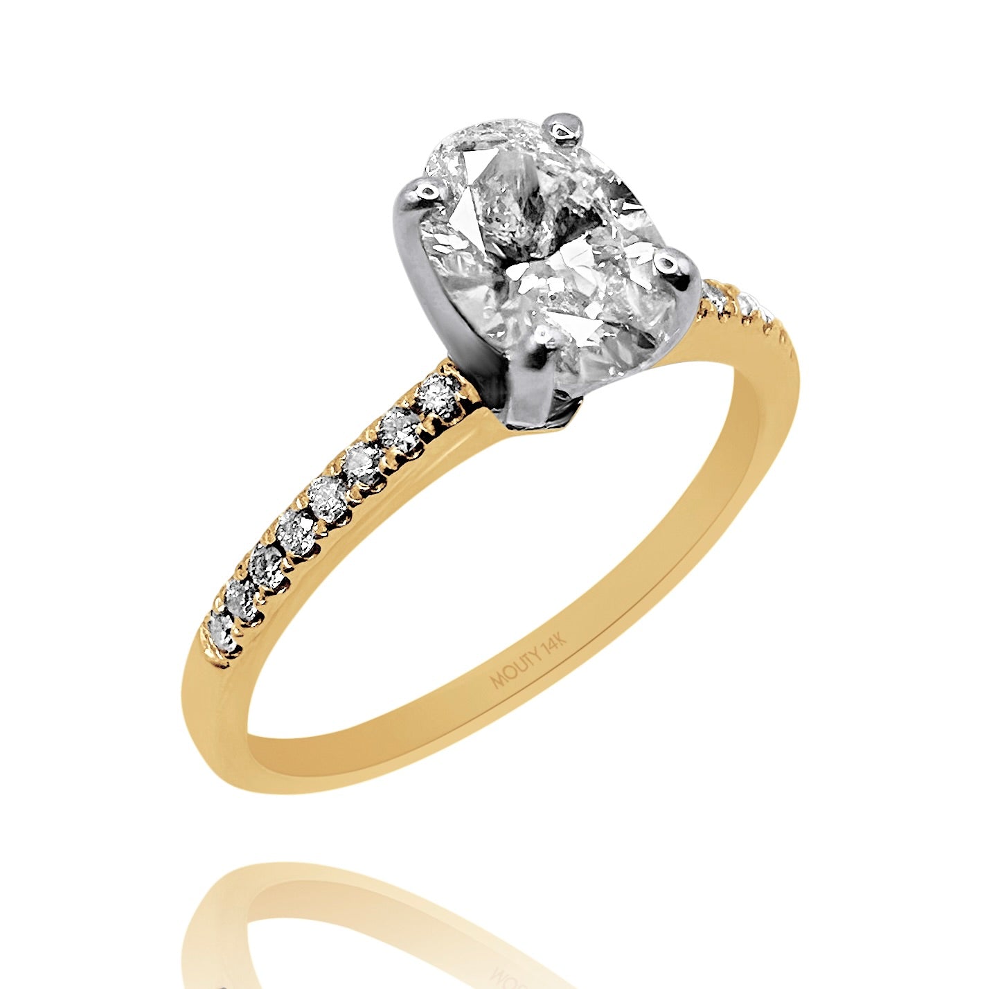 Anillo Emily en oro amarillo y oro blanco 14k con diamante de laboratorio 1.0 ct | laterales .12cts