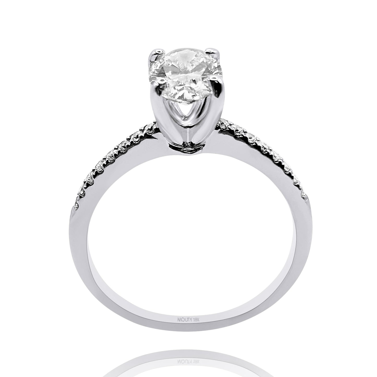 Anillo Emily en oro blanco 18k con diamante de laboratorio 1.0 ct | laterales .12cts