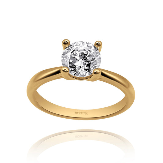 10k yellow gold ring with round zirconia Code: MAN315