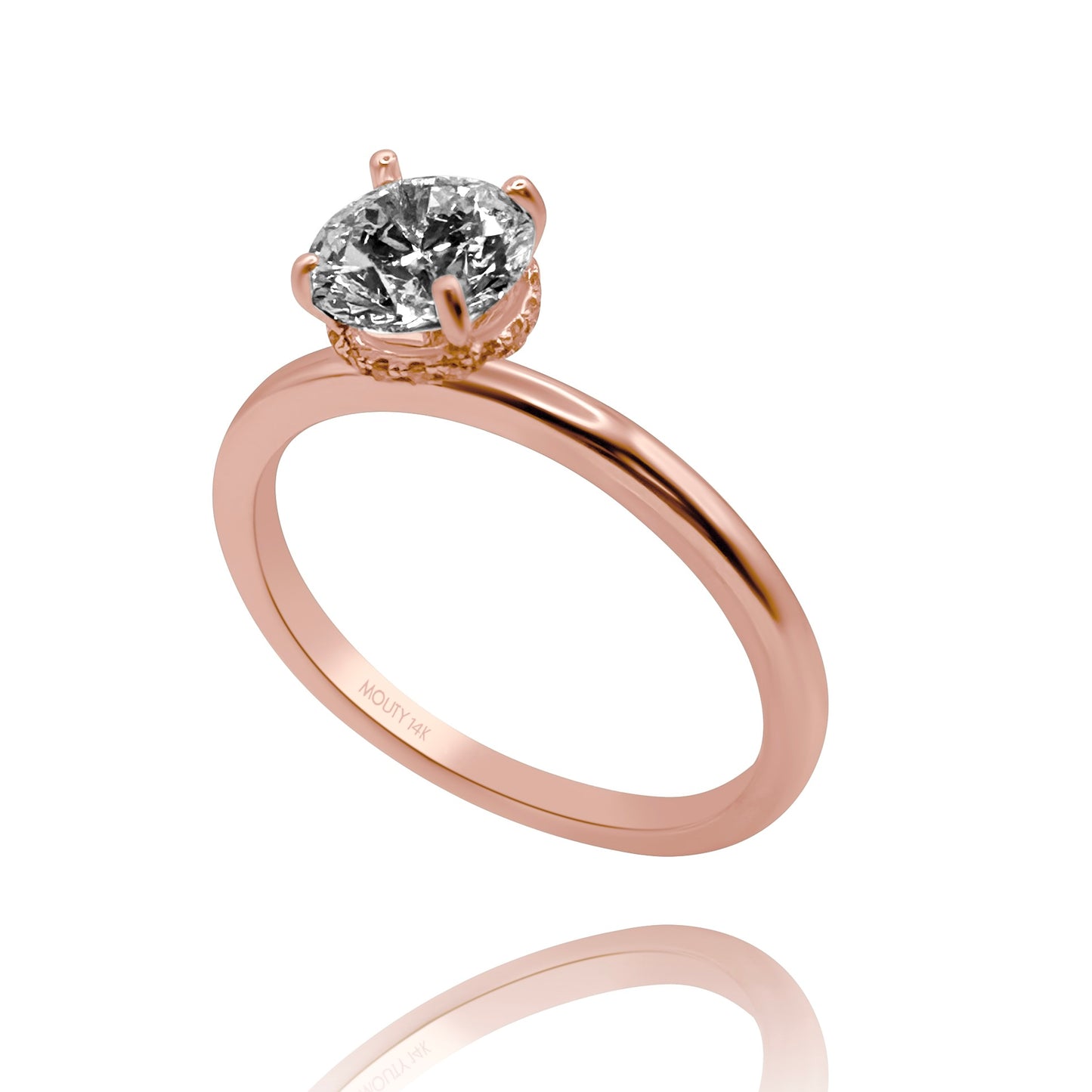 Ring in 14k Florentine gold with diamond Mod: OF1534