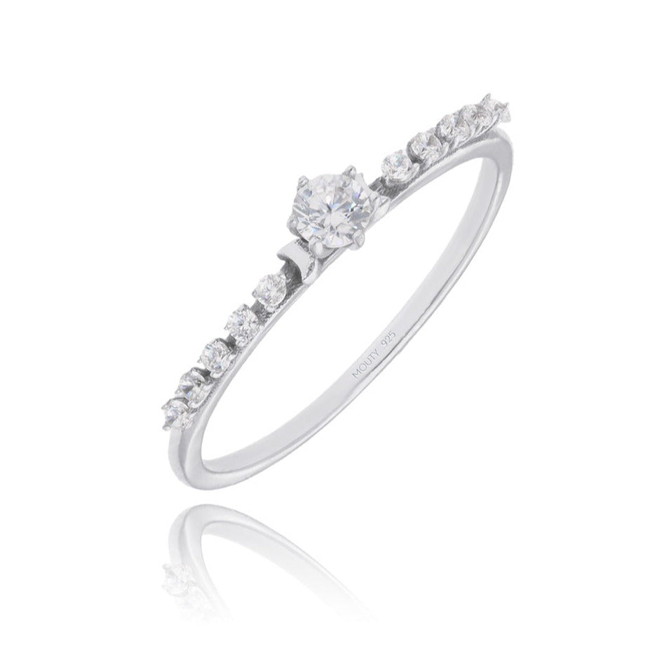 Danielle ring in rhodium-plated silver