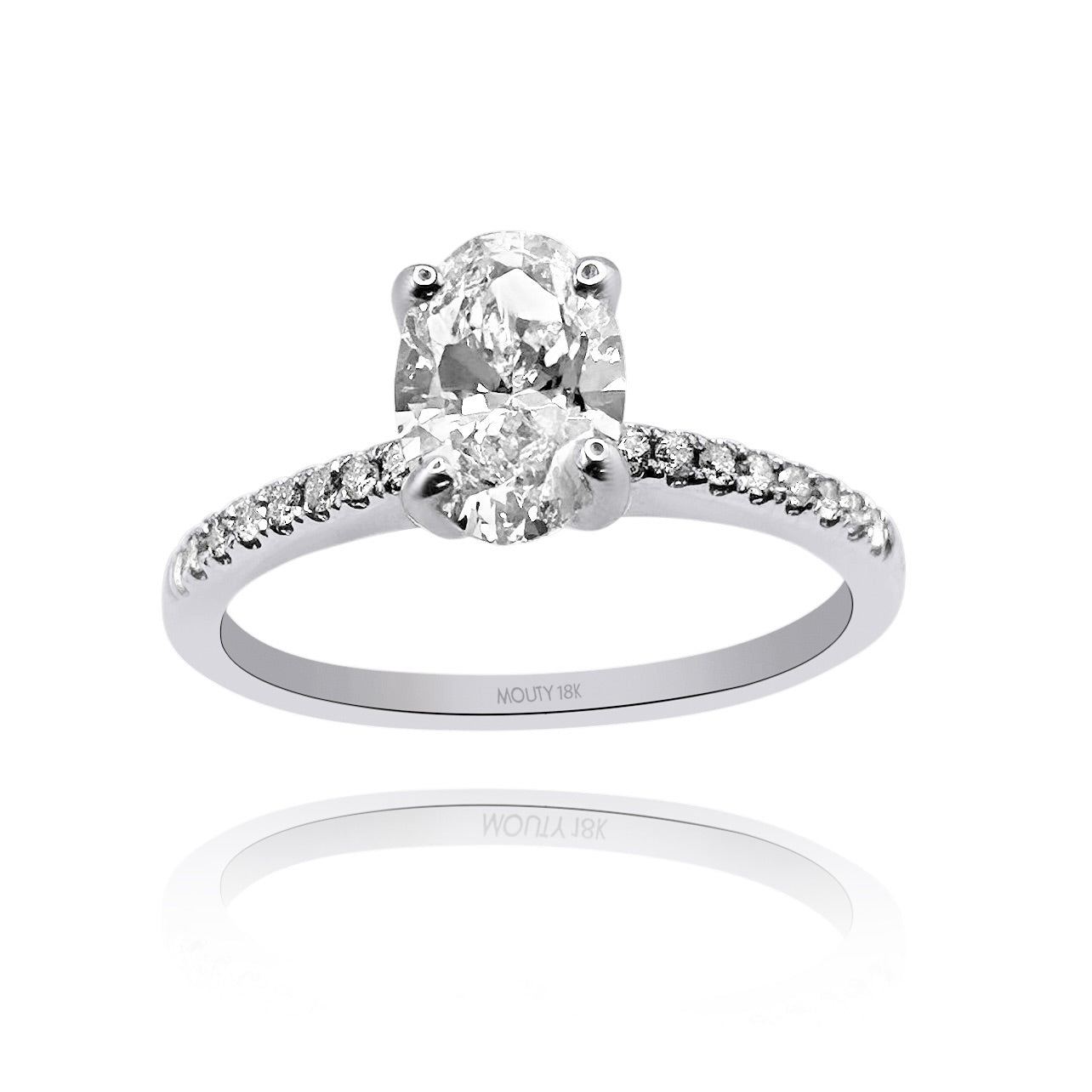 Anillo Emily en oro blanco 18k con diamante de laboratorio 1.0 ct | laterales .12cts