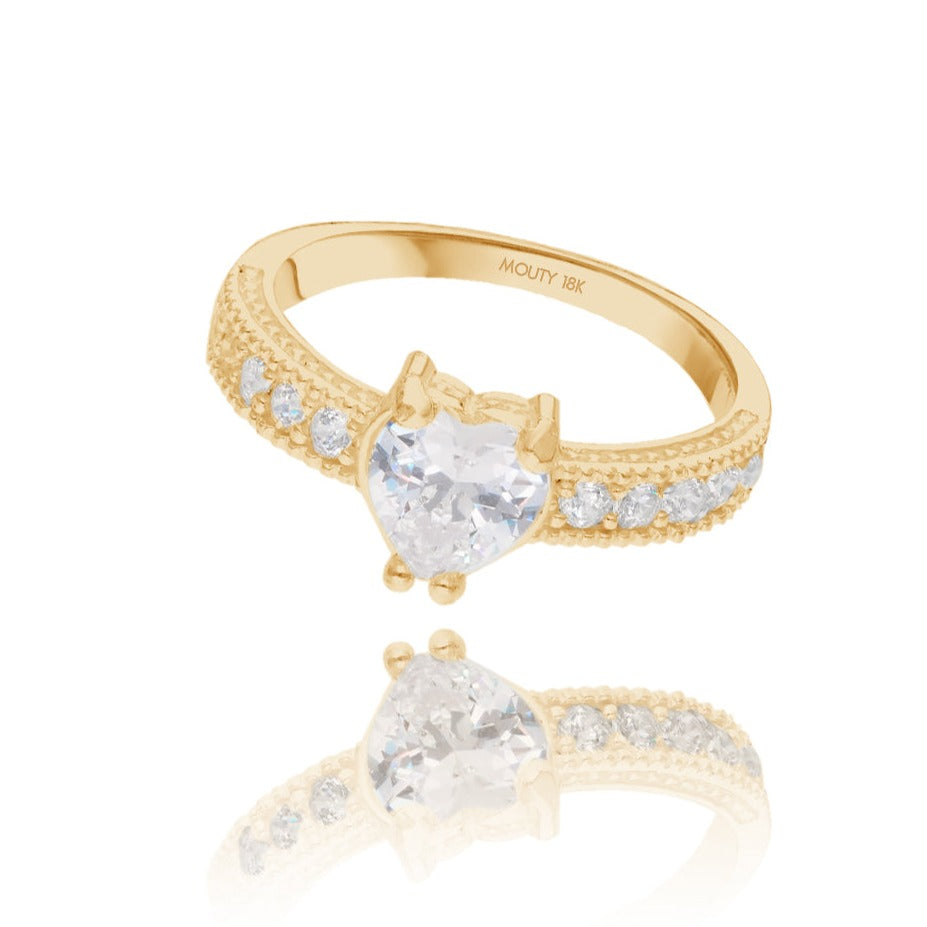 Anillo Fanny en oro amarillo 18k con circonia blanca