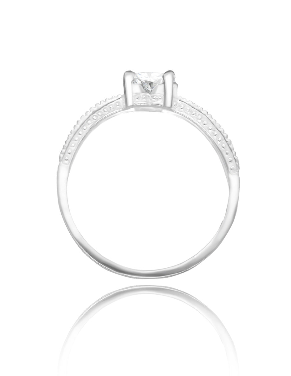 Anillo Fanny en oro blanco 14k con circonia blanca