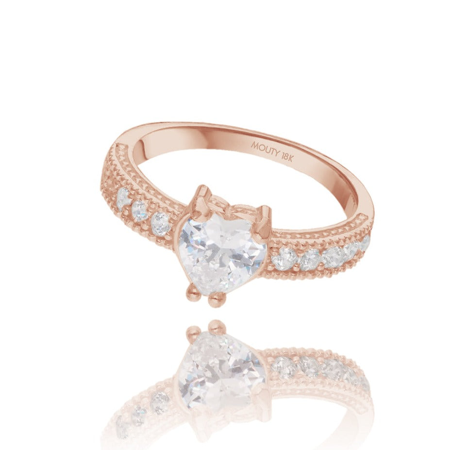 Fanny ring in 18k rose gold with white zirconia