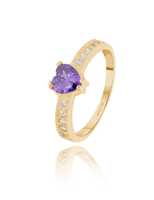 Fanny ring in 18k yellow gold with purple zirconia