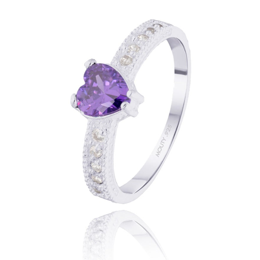 Fanny ring in silver with purple zirconia