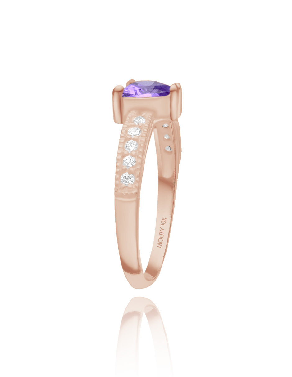 Fanny ring in 18k rose gold with purple zirconia