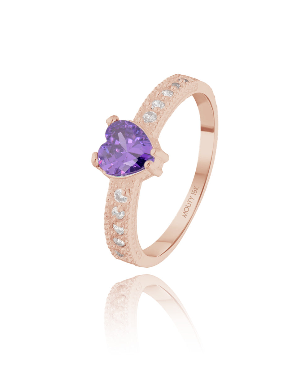 Fanny ring in 18k rose gold with purple zirconia