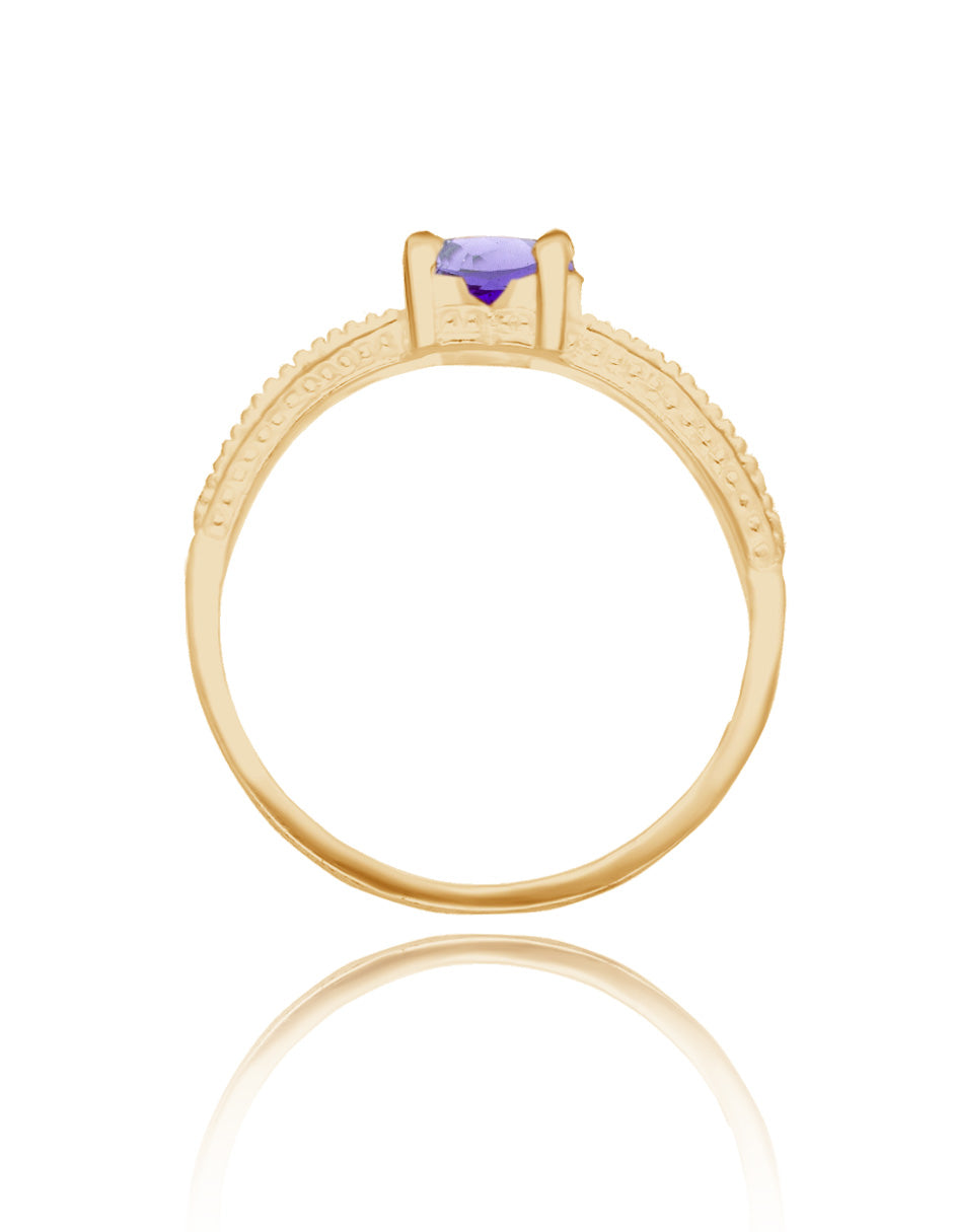 Fanny ring in 14k yellow gold with purple zirconia