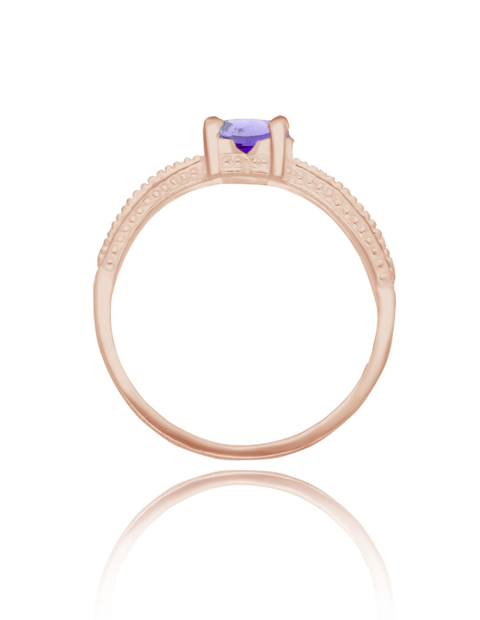 Fanny ring in rose gold-plated silver with purple zirconia