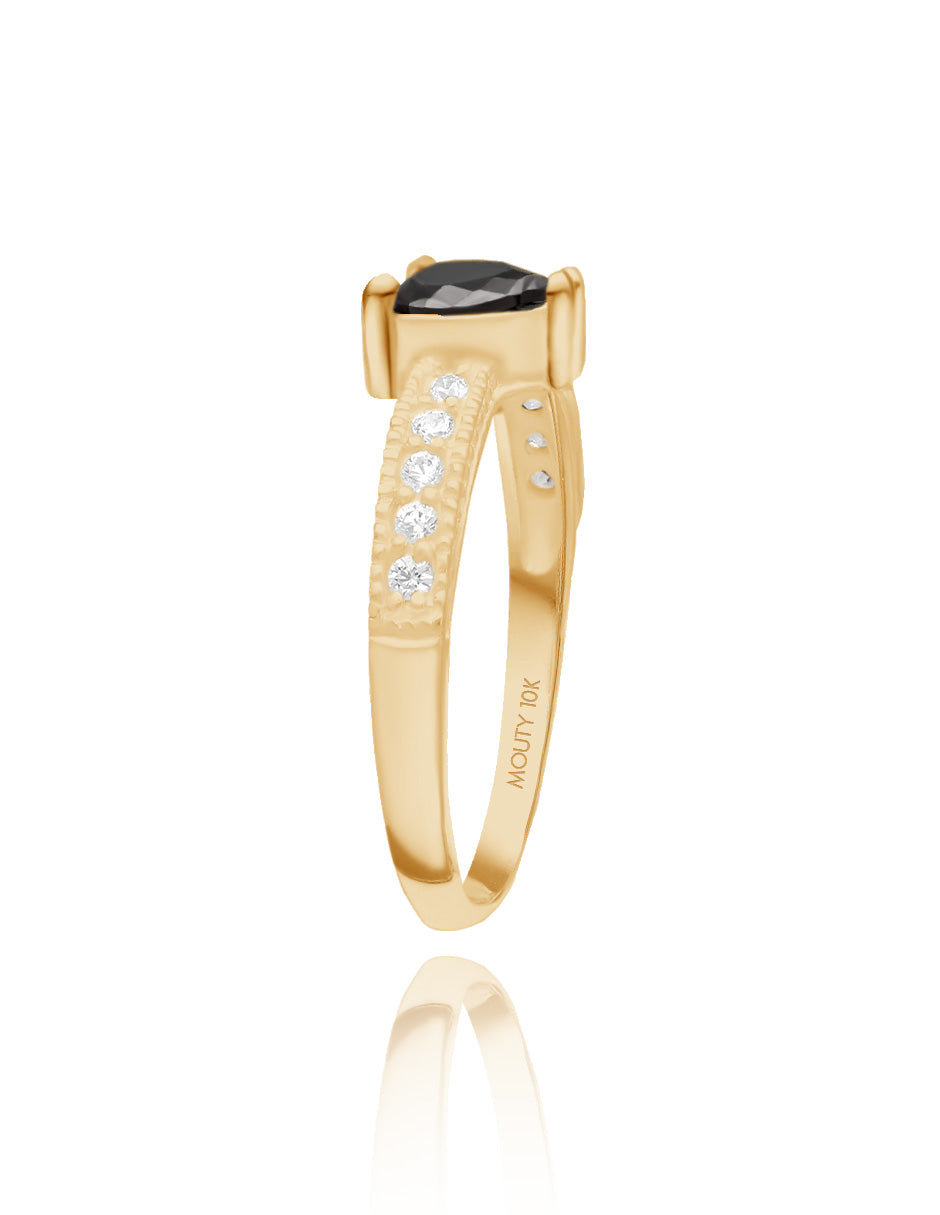 Fanny ring in 14k yellow gold with black zirconia