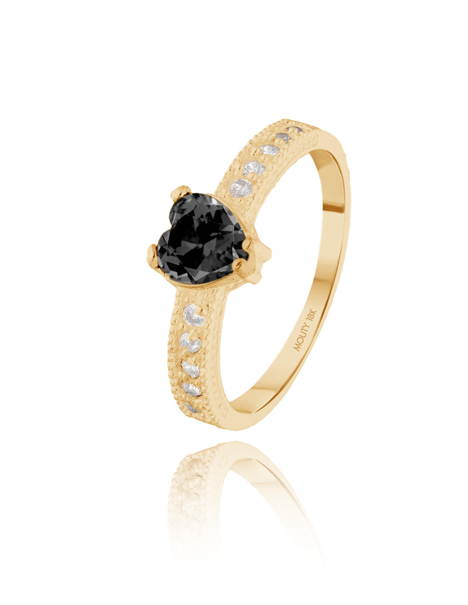 Fanny ring in 18k yellow gold with black zirconia